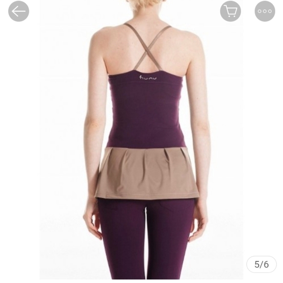 Hu-Nu Cross Back Black Grey Performance Exercise Workout Tank with Peplum SZ S - Picture 2 of 8